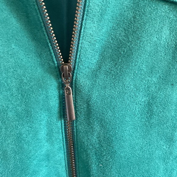 Studio Works Womens Size 10 Faux Suede Jacket Green Teal Fully Lined Lightweight - Picture 4 of 8